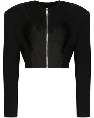 Dolce & Gabbana Cropped Bustier-panel Jacket - Black