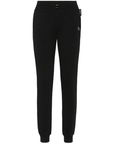 Philipp Plein Pantalones de chándal con logo bordado - Negro