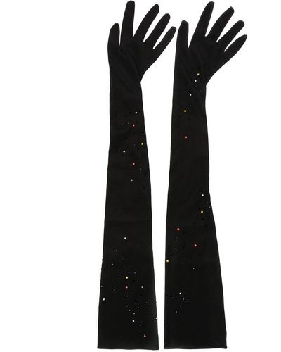 MANURI Erika Rhinestone-embellished Gloves - Black