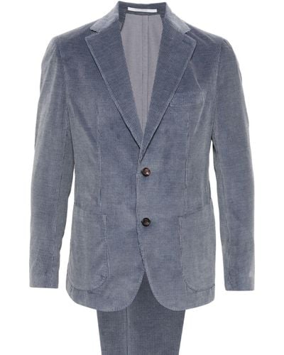 Eleventy Single-breasted Corduroy Suit - Blue