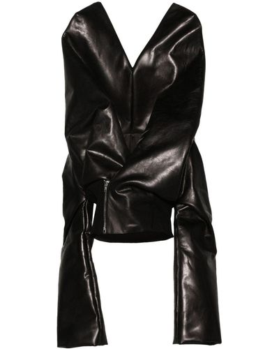 Rick Owens Asymmetric Leather Jacket - ブラック