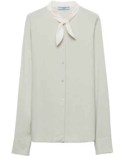Prada Chemise à détail de foulard au col - Blanc
