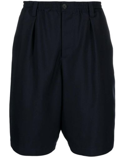 Marni Pleated Virgin Wool Bermuda Shorts - Blue