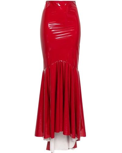 Atu Body Couture Patent-finish Mermaid Maxi Skirt - Red