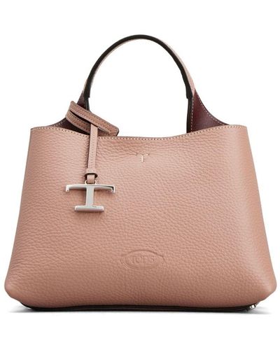 Tod's Bauletto Leather Tote Bag - Pink