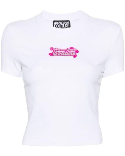 Versace Logo-appliqué Cropped T-shirt - White