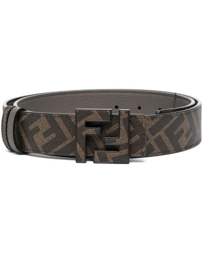 Fendi Ff-monogram Leather Belt - Brown