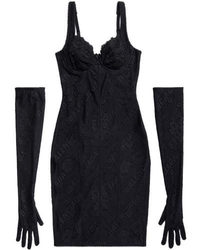 Balenciaga Vestido corto con encaje - Negro