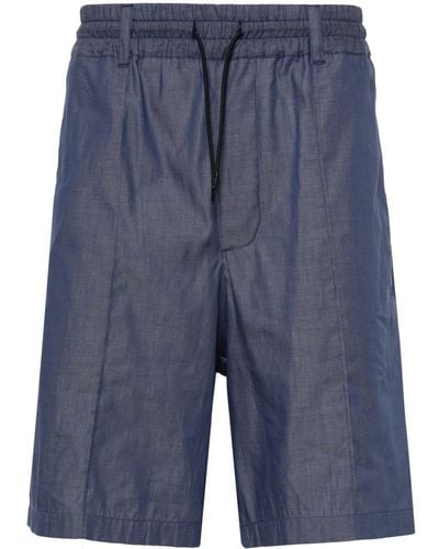 Emporio Armani Elasticated Waist Cotton Shorts - Blue
