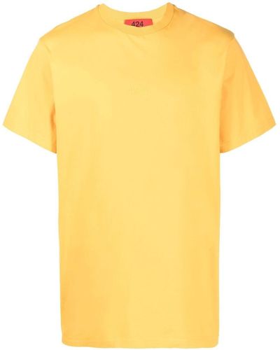424 Embroidered-logo Cotton T-shirt - Yellow