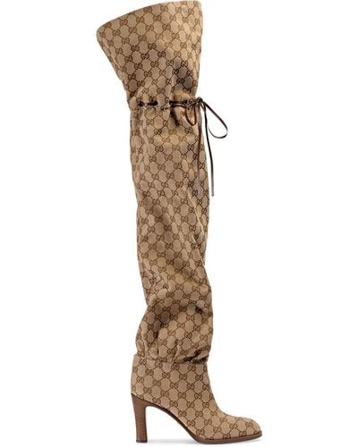 Gucci Overknee-Stiefel mit GG-Logo - Mehrfarbig