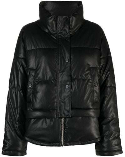 DKNY Padded Faux-leather Jacket - Black