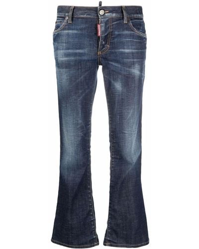DSquared² Bleach-effect Distressed Kick-flare Cropped Jeans - Blue