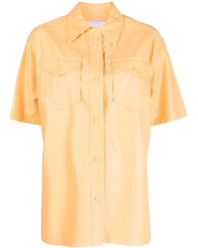 Stand Studio Norea Faux-leather Shirt - Yellow