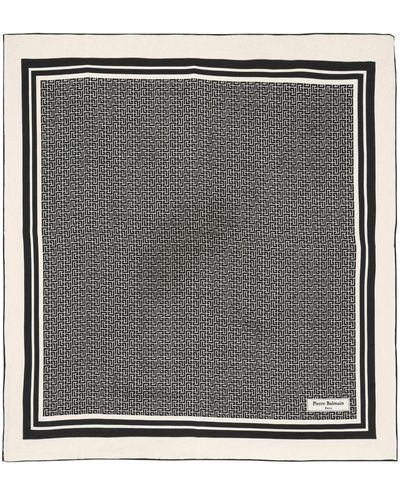 Balmain Monogram-pattern Silk Scarf - Black