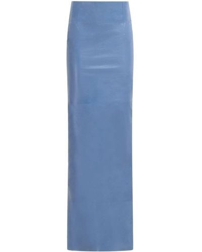 Marni Rear-slit Leather Maxi Skirt - Blue