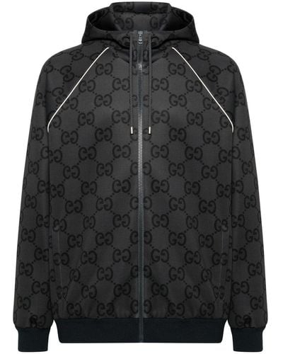 Gucci Jumbo Gg Hooded Jacket - Grey