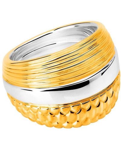TANE MEXICO 1942 Sterling Silver And 23kt Yellow Gold Vermeil Fish Textured Ring - Metallic