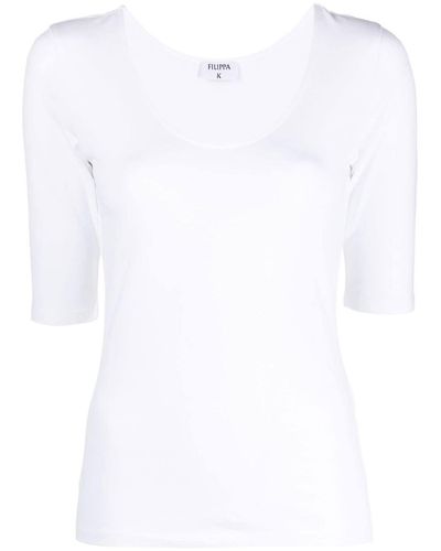 Filippa K Camiseta de punto con cuello redondo - Blanco