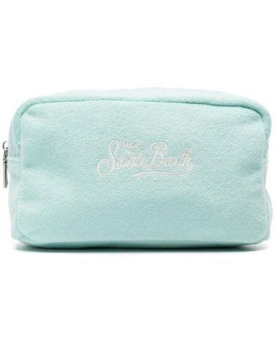 Mc2 Saint Barth Logo-embroidered towelling makeup bag - Blu