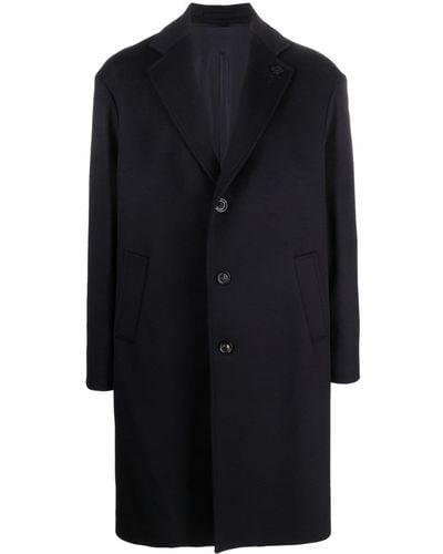 Lardini Single-breasted Wool Coat - Black