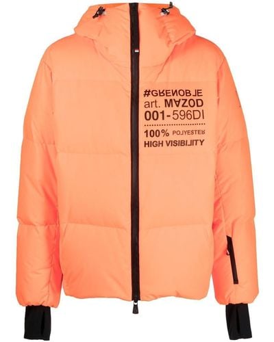 3 MONCLER GRENOBLE Gefütterte Jacke mit Logo-Print - Orange