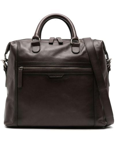 Officine Creative Faded-effect Leather Tote Bag - Black
