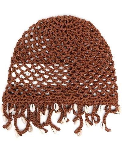 Alanui Mother Nature Cowry Shell Hat - Brown