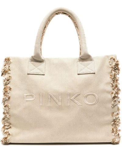 Pinko Bolso de playa con logo bordado - Neutro