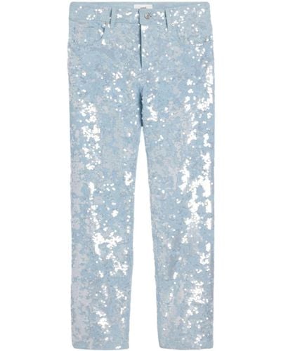 Ami Paris Straight-Leg-Jeans mit Pailletten - Blau