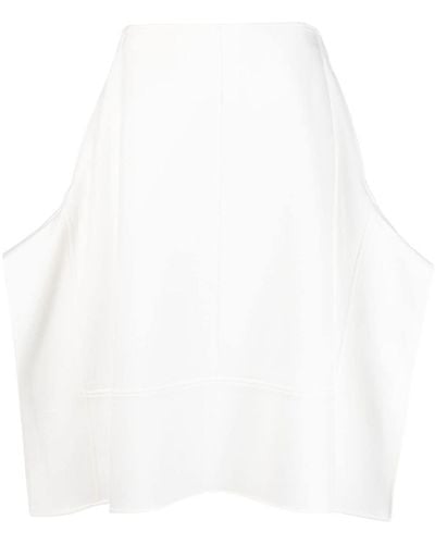 Plan C Draped High-waisted Midi Skirt - White