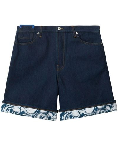 Burberry Denim Shorts Met Omslag - Blauw