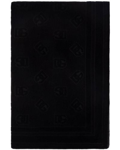 Dolce & Gabbana Dg Monogram Jacquard Beach Towel - Black