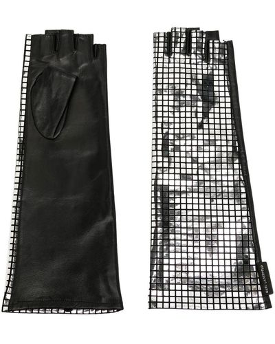 Karl Lagerfeld Fingerless Leather Gloves - Black