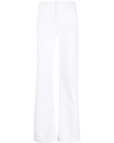 PAIGE Halbhohe Straight-Leg-Jeans - Weiß