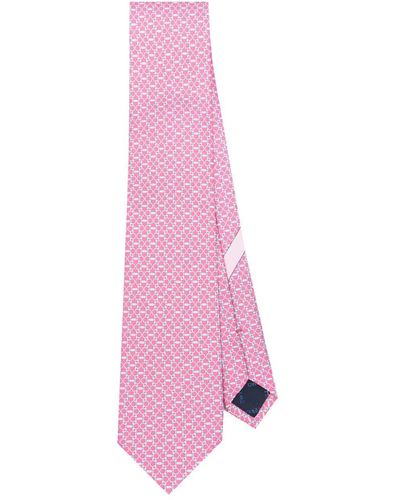 Ferragamo Geometric Silk Tie - Pink