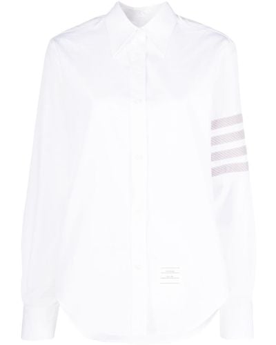 Thom Browne Poloshirt mit Streifen - Weiß