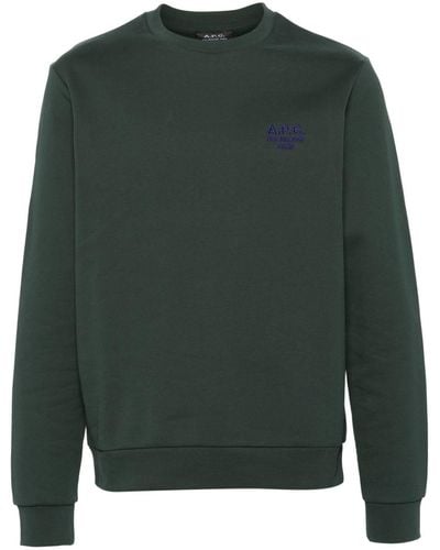 A.P.C. Rider Logo-embroidered Cotton Sweatshirt - Green