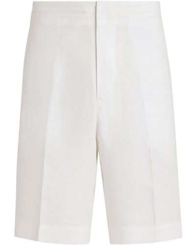 Zegna Halbhohe Shorts aus Leinen - Weiß