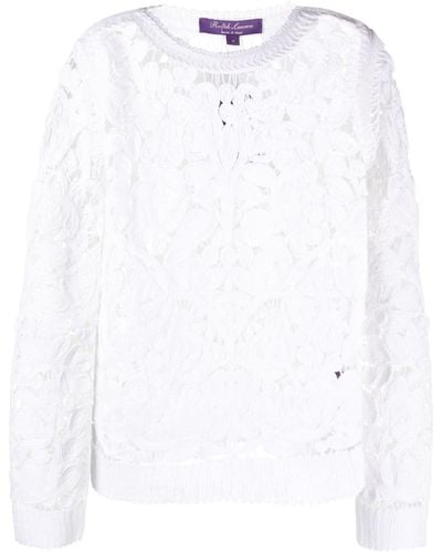 Ralph Lauren Collection Sweater Met Ronde Hals - Wit