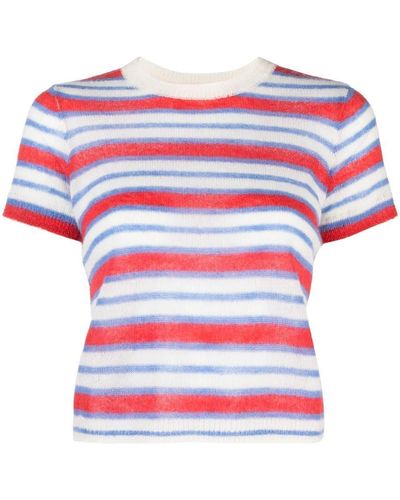 FRAME Striped Knitted Top - Red