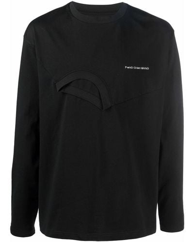 Feng Chen Wang Double-crew Cotton Sweatshirt - Black