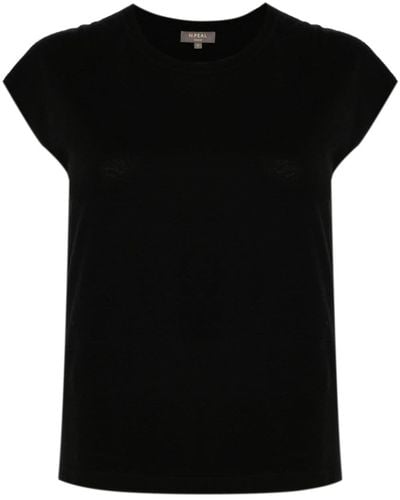 N.Peal Cashmere Round-neck Short-sleeve T-shirt - Black