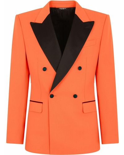 Dolce & Gabbana Double-breasted Stretch Wool Tuxedo Suit - Orange