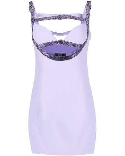 Versace Vestido corto con detalle de cristales - Morado