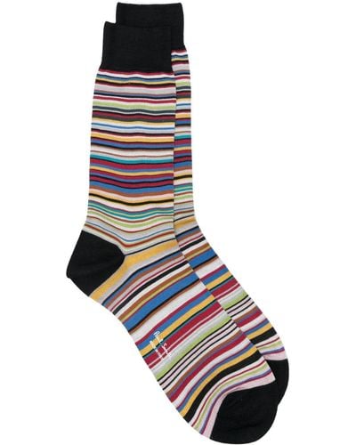 Paul Smith Striped Ankle Socks - Black