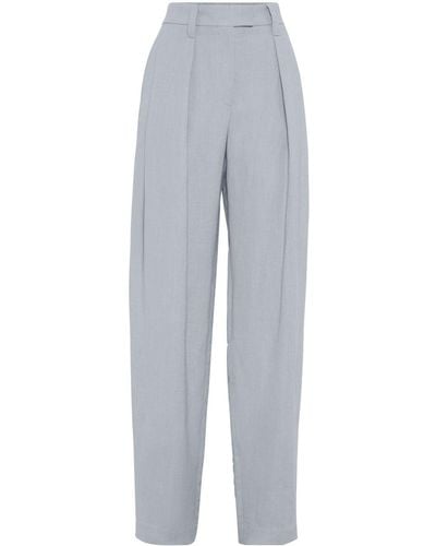 Brunello Cucinelli Concealed-fastening Straight Trousers - Grey