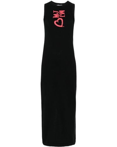 Moschino Jeans Logo-intarsia Fine-knit Midi Dress - Black