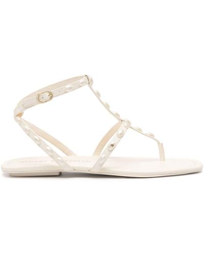 Stuart Weitzman Pearlita Flat Sandals - White