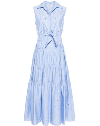 Sandro Robe-chemise longue à ornements strassés - Bleu